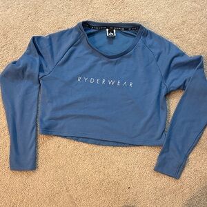 Ryderwear Women's Long Sleeve Blue Crop Top